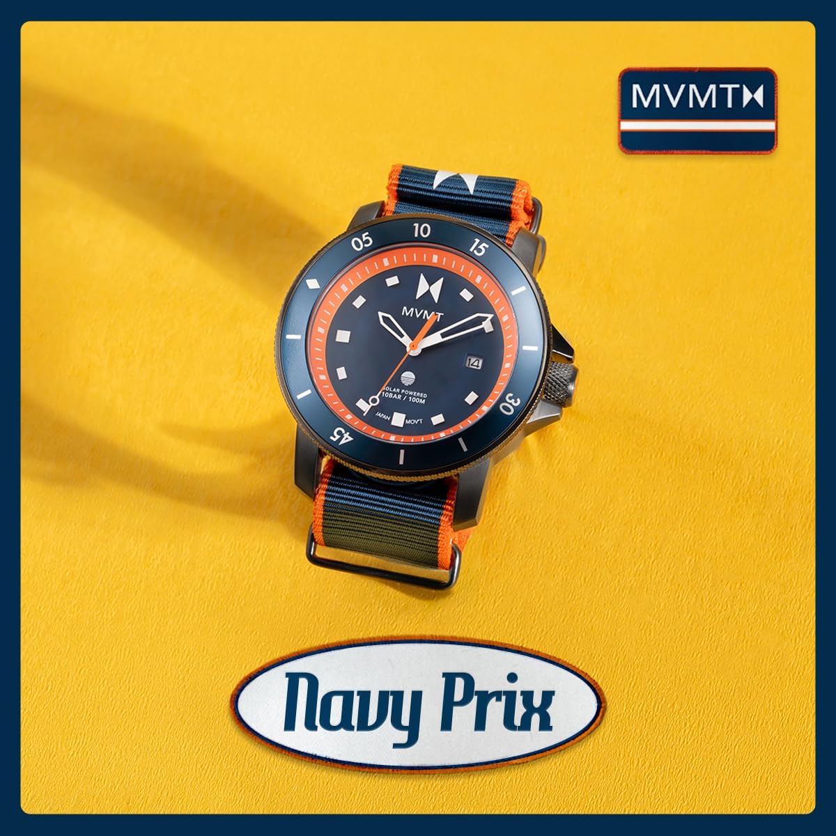 MVMT Cali Diver Men's Solar Rechargeable Sport's Watch - Water-Resistant 10 ATM/100 Meters - 40mm