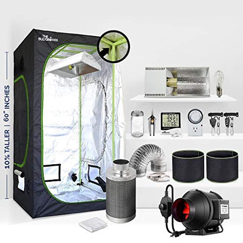 24" x 24" x 60" Complete Grow Tent Kit - 150 Watt HPS Grow Light, Rope Hangers, Fabric Grow Pots, Heat & Humidity Monitor, Electronic Timer & More - Easy Indoor Setup Grow Kits