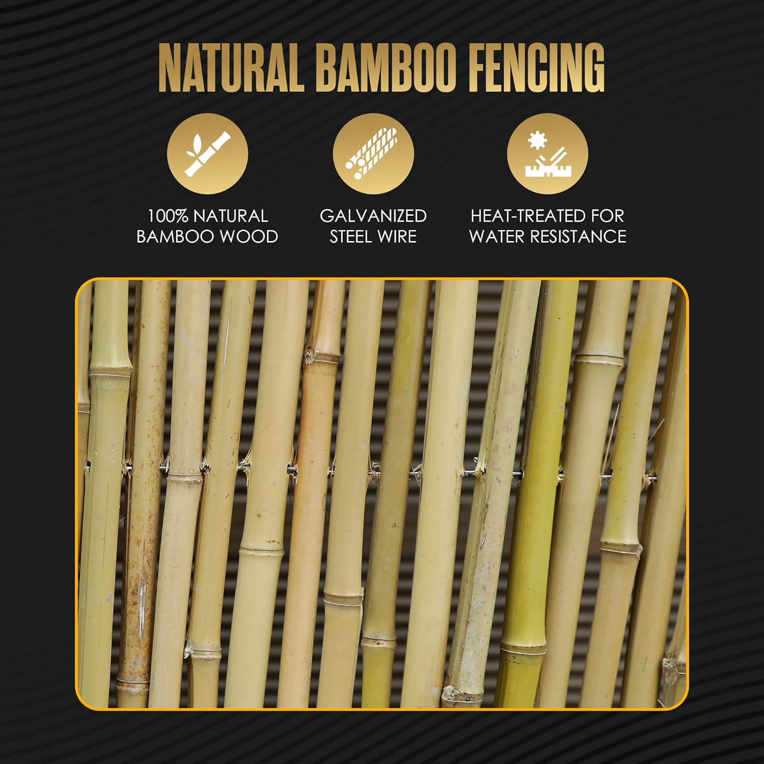 Bamboo Fence 6 Feet High, Outdoor Privacy Screen, Rolled Natural Fencing, 8ft x 6ft, 8 Foot Long Roll, Backyard Wall Covering, Private Screening Cover Panel for Patio, Balcony, Railing | Houseables