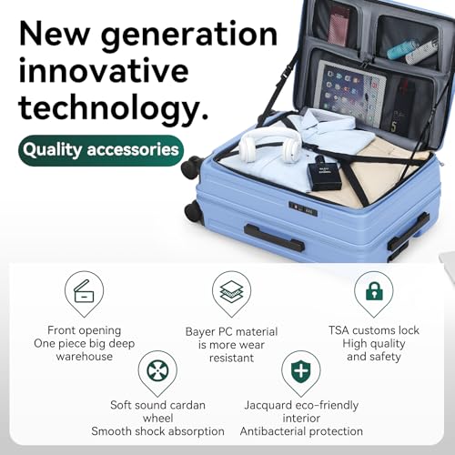 ROAMING Grace Expandable Carry On Luggage Airline Approved, 20 Inch Hardside Carry On Suitcase with Wheels, Travel Harshell Spinner Small Luggage with Tsa Lock, Jade cyan, 20-Inch Carry-On