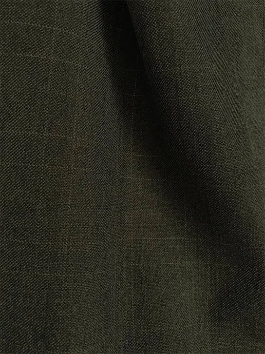 Vinci Men&s Olympia Collection - Glen Plaid Regular Fit Suit 3 Piece Olive 46 Long - 40 Waist / Olive