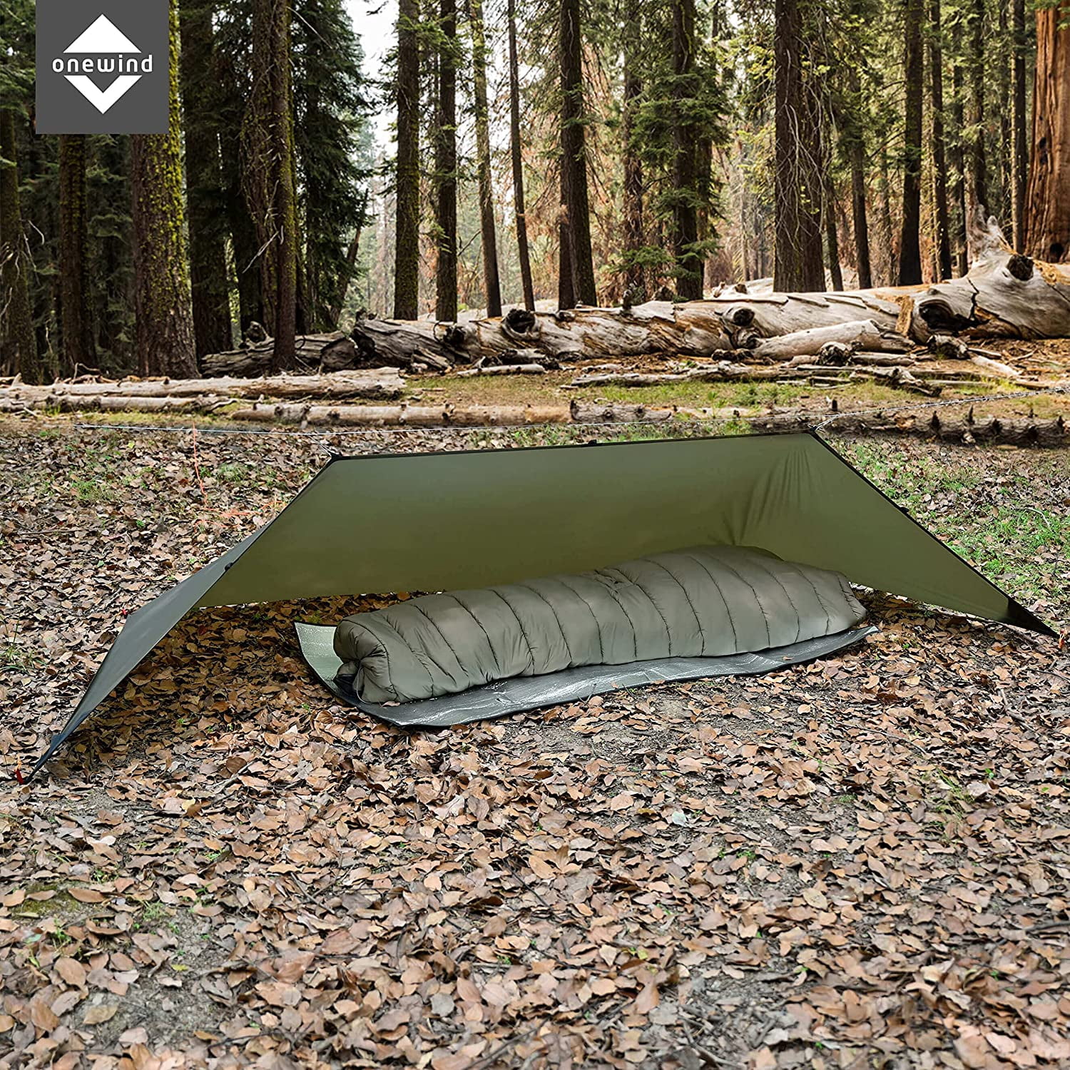 OUWI Shelter, Camping Tarp Set Include Emergency Shelter, BugNet and Tent Footprint, Ripstop Silnylon with Silicone PU Coating Survival Shelter Tent for Camping, Hiking, Backpacking