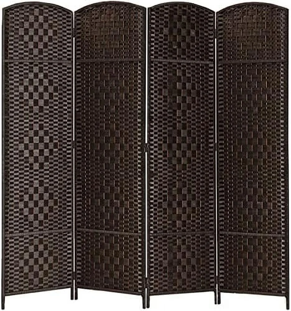 JDZHAPPYLIFE RHF 6 ft. Tall 16" Wide- Weave Fiber Room Divider Double Hinged 6 Panel Room Divider/Screen  Room Dividers and Folding Privacy Screens 6 Panel  Freestanding Room Dividers - Curated Treasures Market