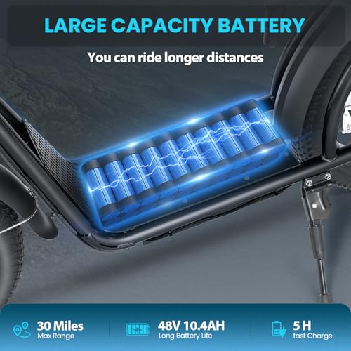 Caroma Peak 800W Foldable Electric Scooter Adults, 20" Fat Tire Electric Bike with 48V Battery, Up to 30Miles & 20MPH, Adult Electric Bicycles for Commuting with Basket&Adjustable Seat