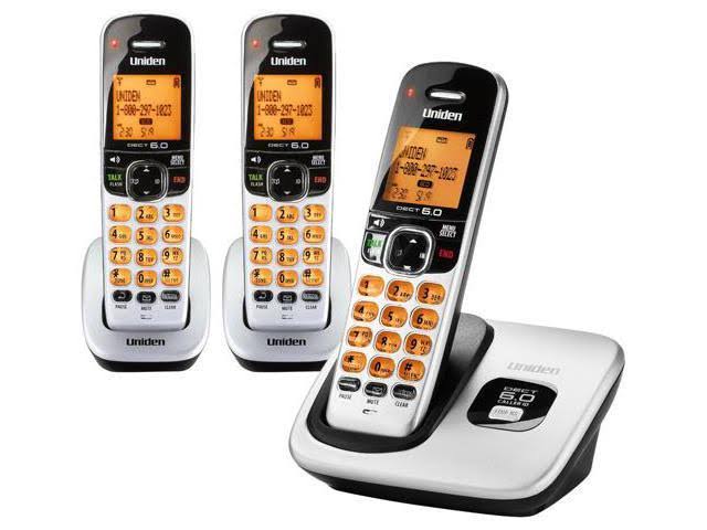 Uniden D1760-3-R Cordless Phone w/Orange Backlit Display u0026 2 Extra Handsets - Refurbished - Avayadevconnect