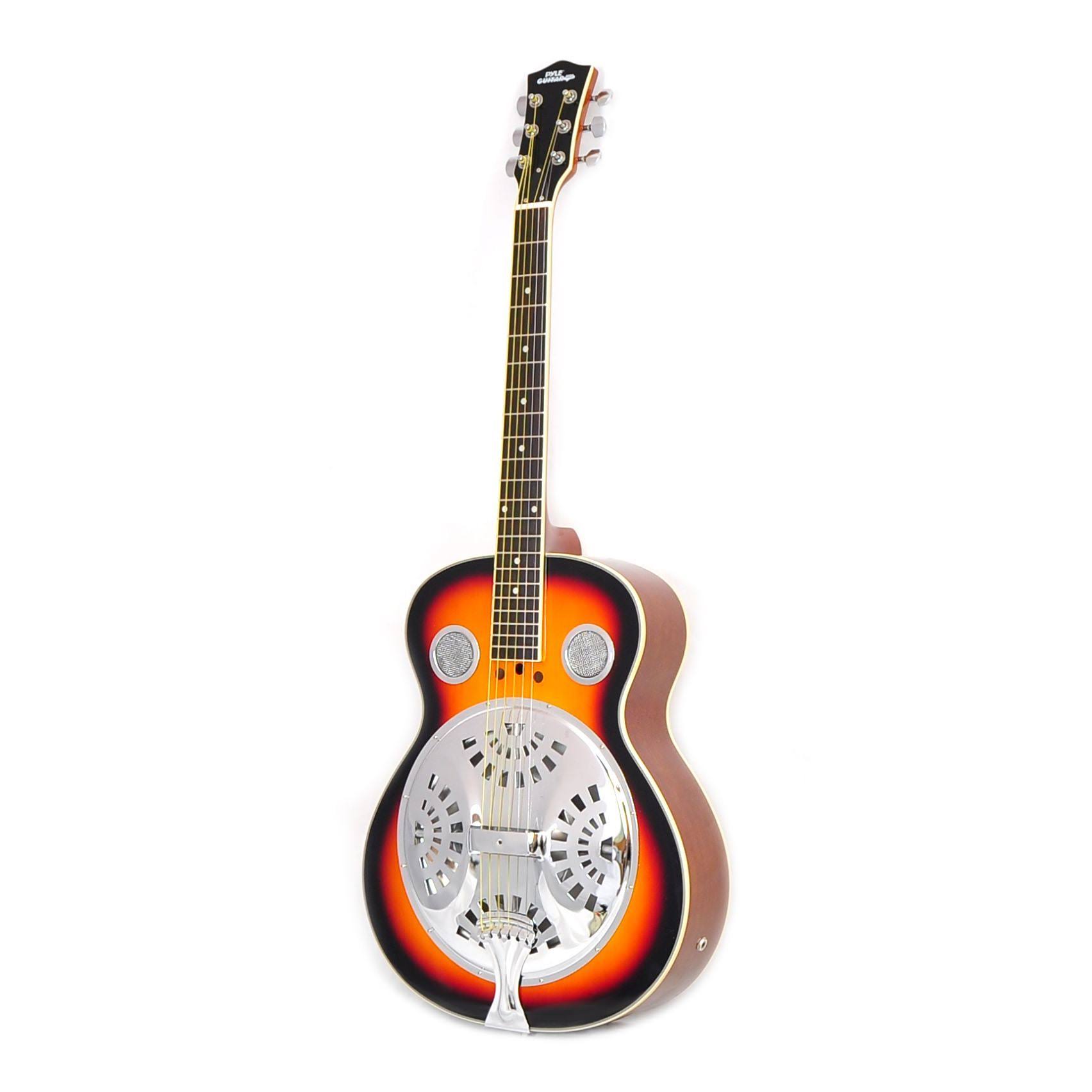 Pyle Pga48br - 6-String Acoustic Resonator Guitar, Full Scale Resophonic, Accessory Kit Included