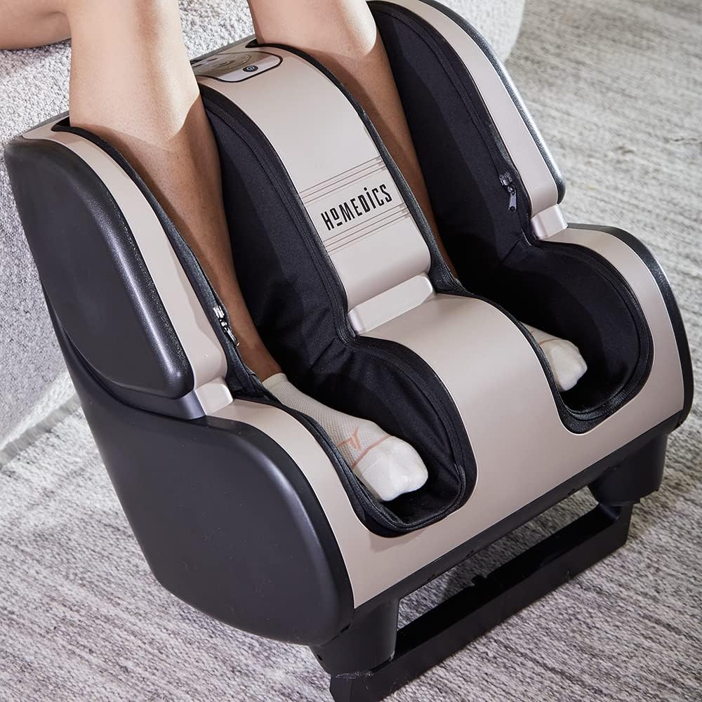 HoMedics Therapist Select 2.0 Foot and Calf Massager Rolling and Vibration, Heat with 6 Programs, 3 Intensities, Adjustable Tilt, and Washable Liners