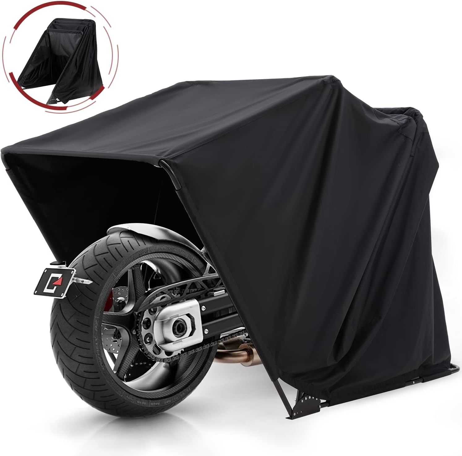YOLENY Heavy Duty Motorcycle Shelter, Motorcycle Tent, Motorcycle Storage Sheds, Strong Frame Oxford Motorcycle Shed, 106" Motorcycle Cover Waterproof Outdoor, with Carry Bag