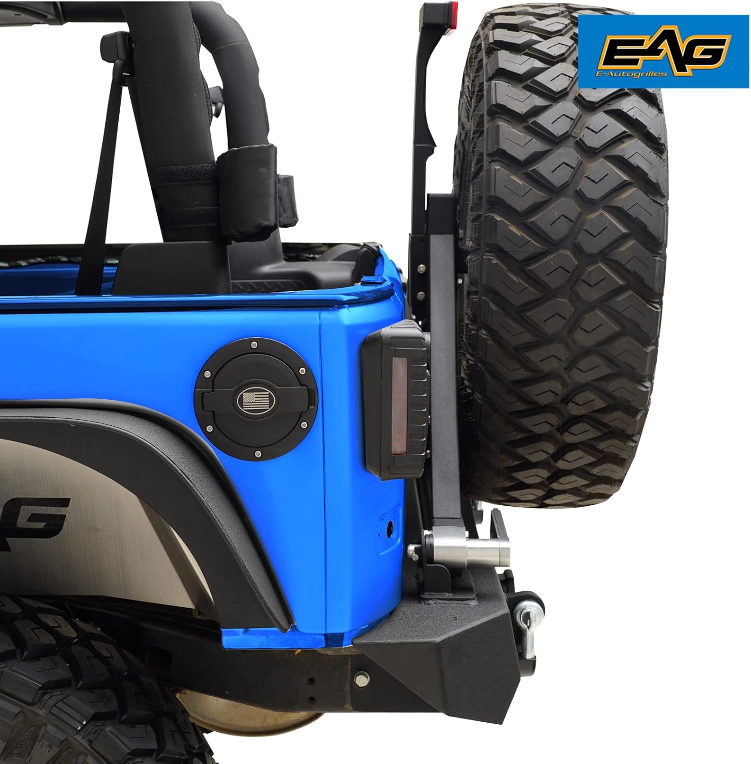 EAG JK Rear Bumper and Tire Carrier W/Third Brake Light Mounting Bracket Compatible with 2007-2018 Wrangler JK