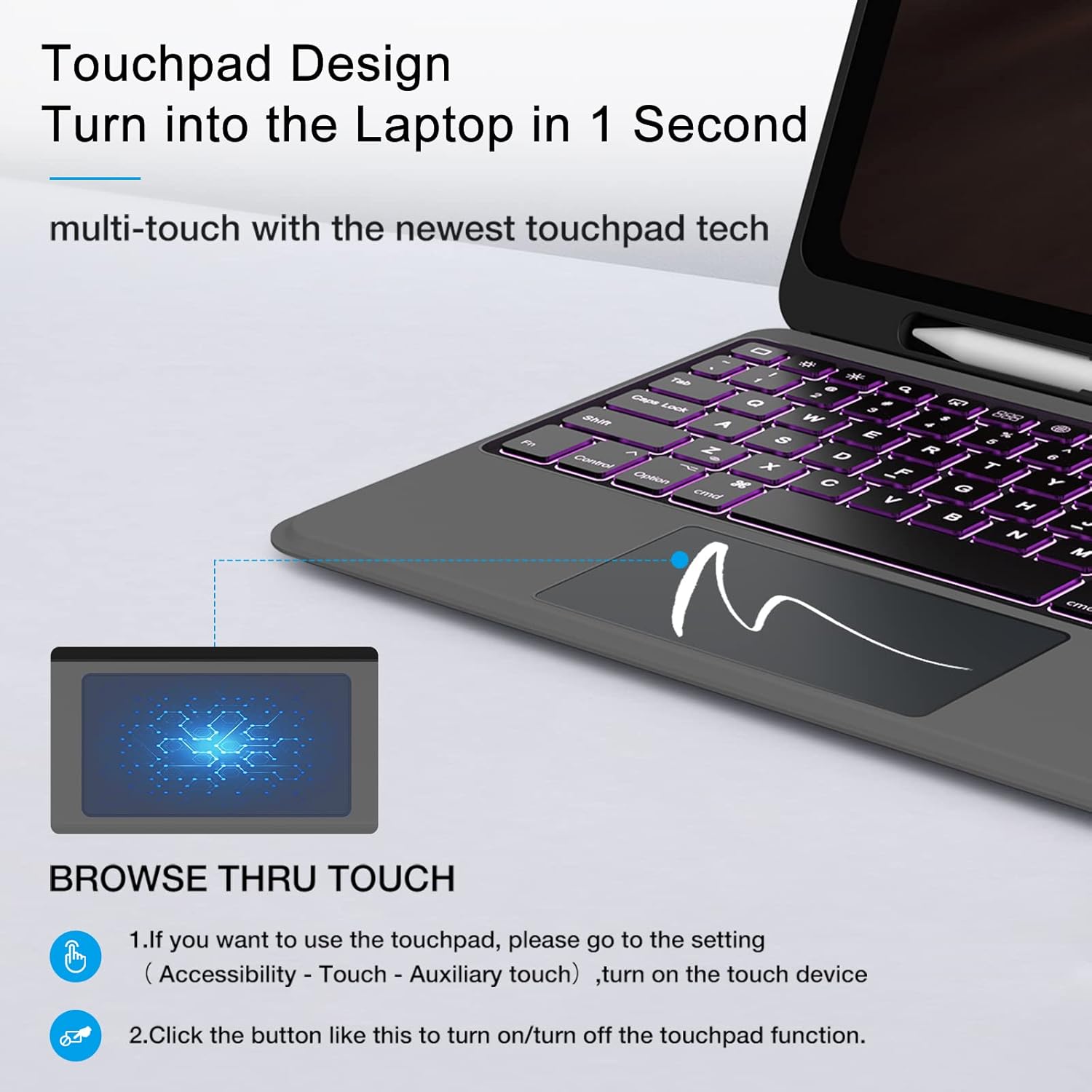 DOKYW Touch Keyboard Case with Backlit for iPad Air 4th Gen Magnetic Detachable Wireless Bluetooth Keyboard Cover Protective Folio Case for iPad Air 4 10.9 inch iPad Pro 2018/2020/2021 11 inch