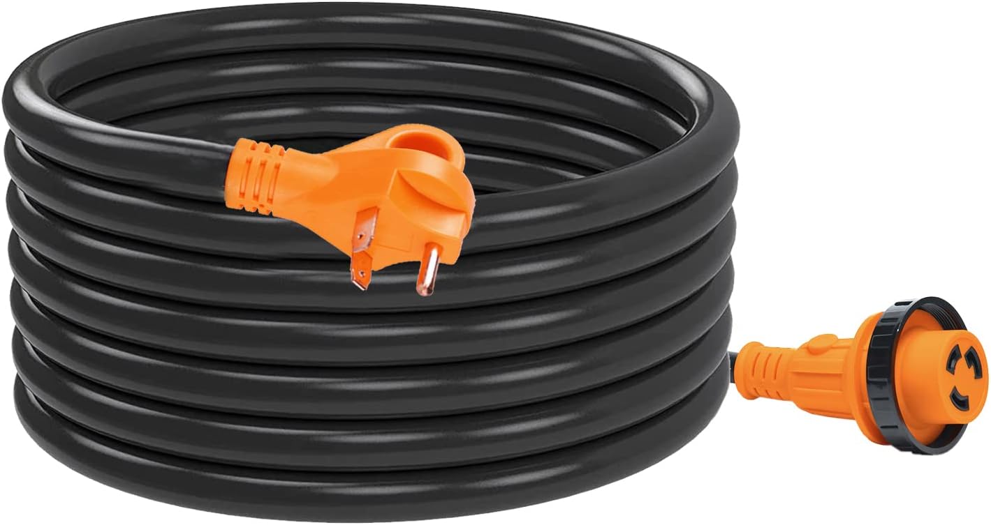 50 Amp 36 Feet RV Extension Cord, Heavy-Duty RV Power Cord with Finger Handle, Extension Cord for RV and Auto, STW 6/3 + 8/1 Generator Cord,14-50P/R Standard Plug