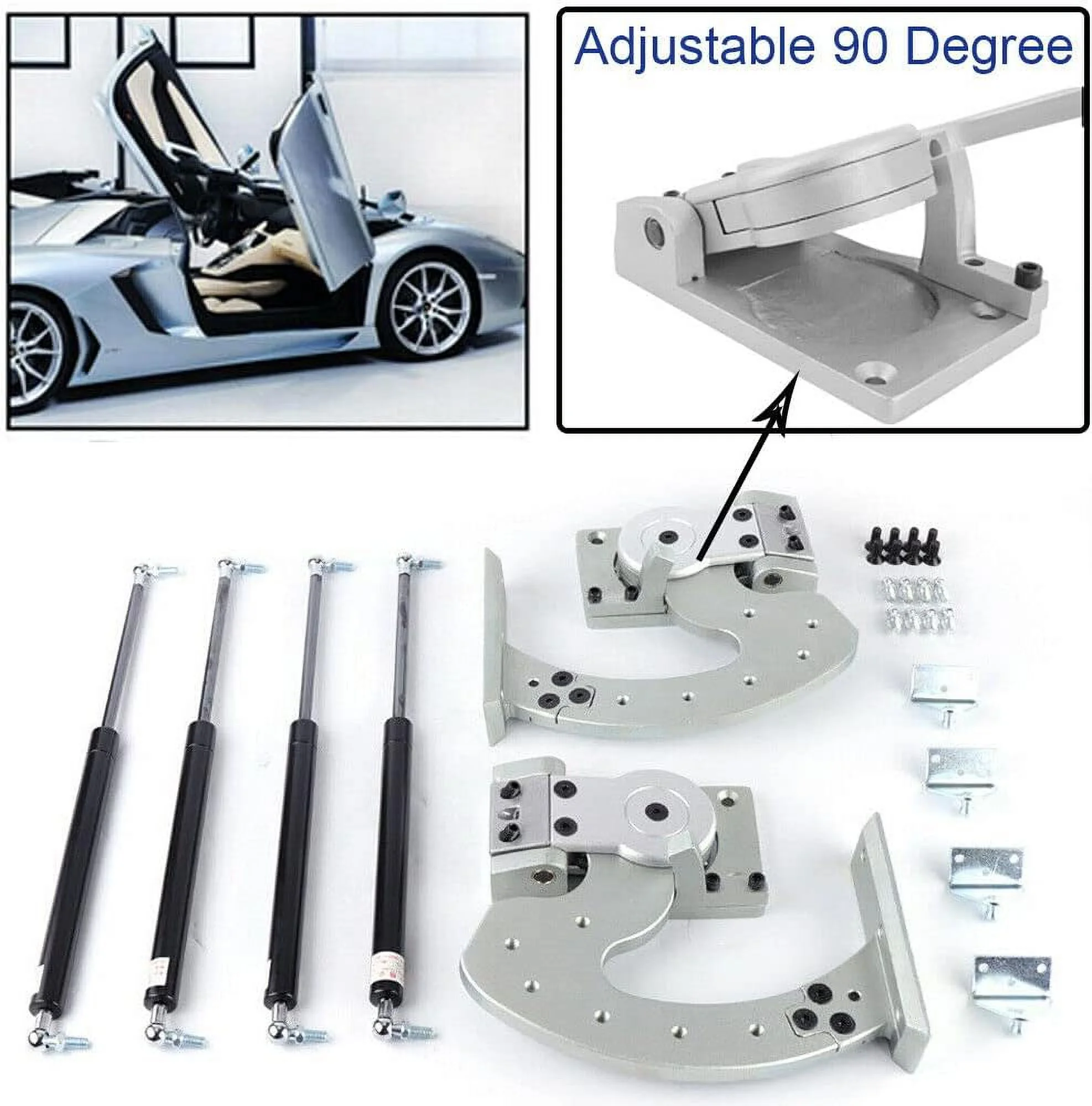 Miumaeov Lambo Doors Kit Universal Bolt on Vertical Door Hinge Kit Fit for Chevrolet Nissan Mazda Ford Subaru Toyota Adjustable 90 Degree Most Car Vertical Doors
