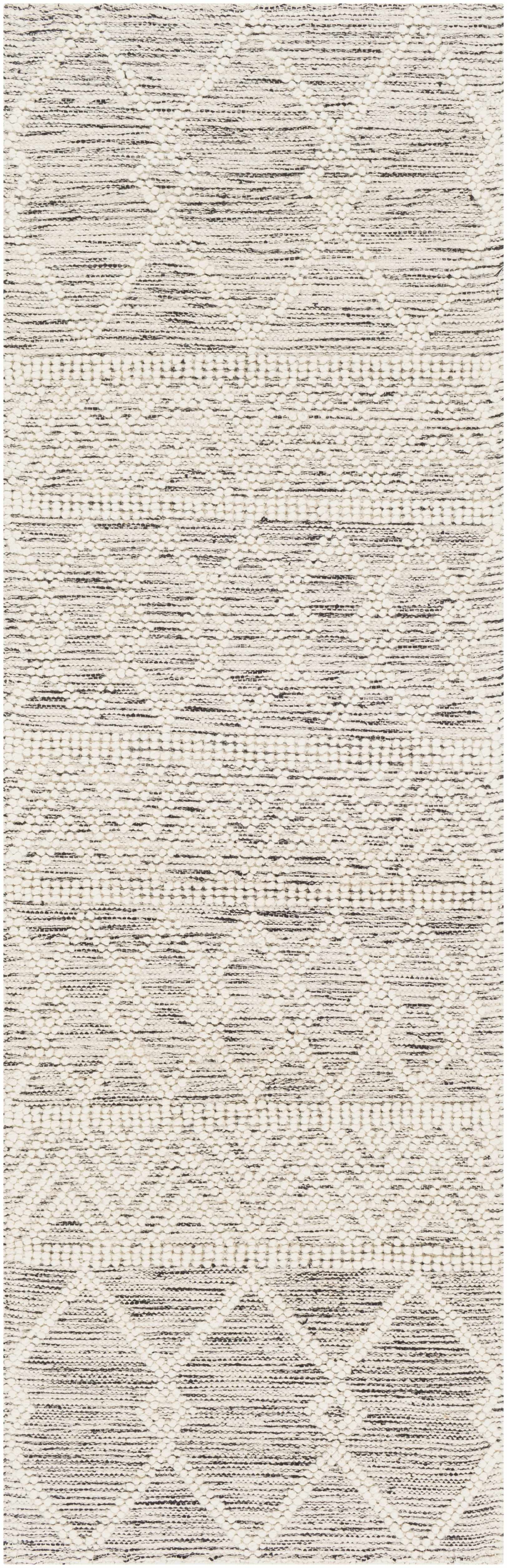 Woolk Moroccan Farmhouse Hand Woven Living Room Bedroom Nursery Wool Small Area Rug - Vintage Handmade Bohemian - Boho Diamond Southwestern - Beige, White, Brown - 2' x 3'