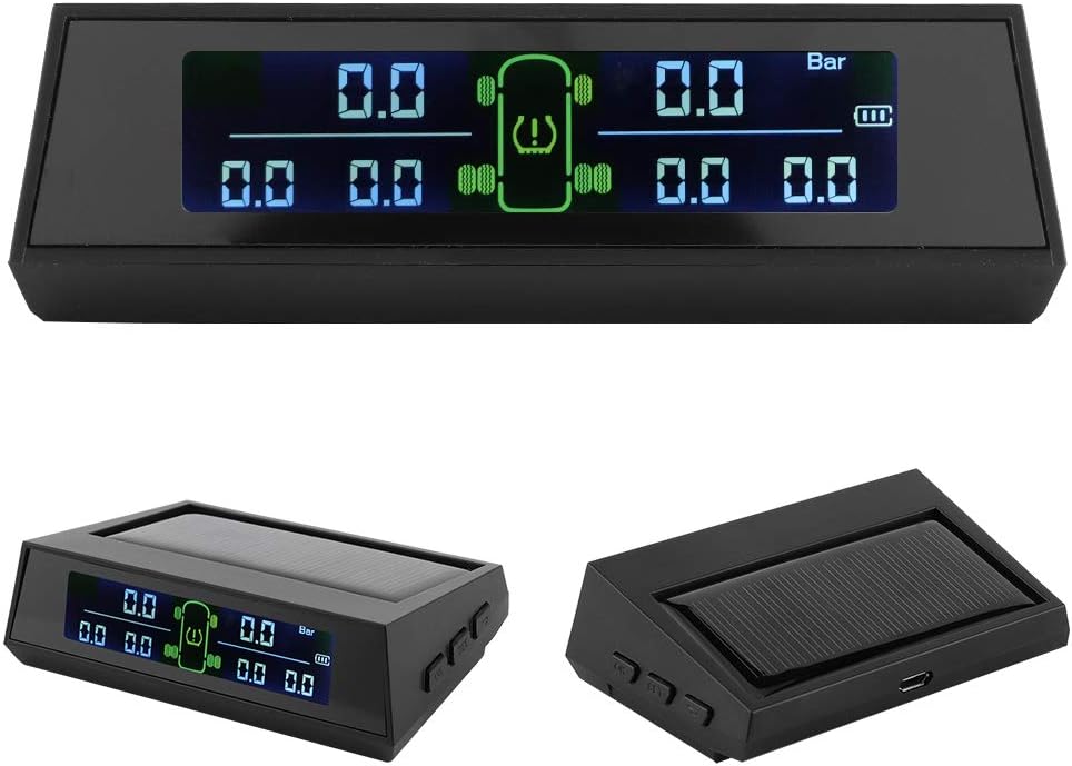 KIMISS Solar Power TPMS, Tire Pressure Monitor System Solar Powered TPMS Detector with LCD 6 External Sensor for RV Pack of 2