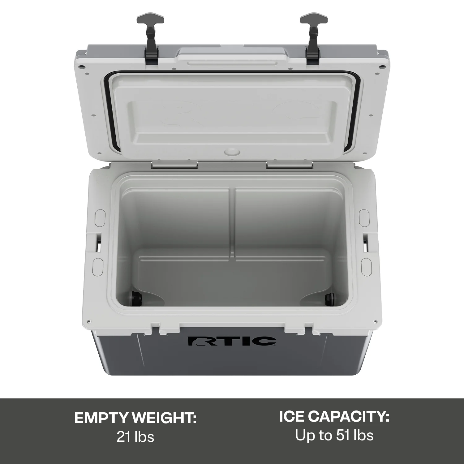 RTIC 52 QT Ultra-Light Hard-Sided Ice Chest Cooler, Dark Grey And Cool Grey, Fits 76 Cans