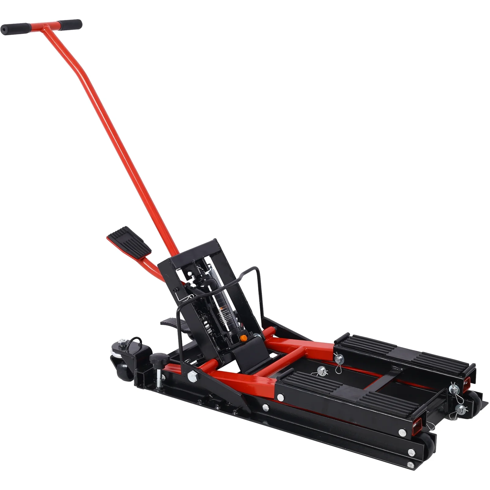 Hydraulic Motorcycle Lift Jack, 1500 LBS Capacity ATV Scissor Lift Jack, Portable Motorcycle Lift Table with 4 Wheels, Hydraulic Foot-Operated Hoist Stand for Motorcycle ATV UTV with tie down - Curated Treasures Market