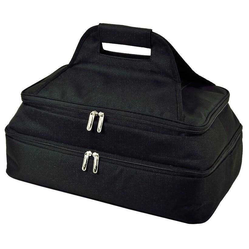 Two Layer Hot and Cold Thermal Food Casserole Carrier Black