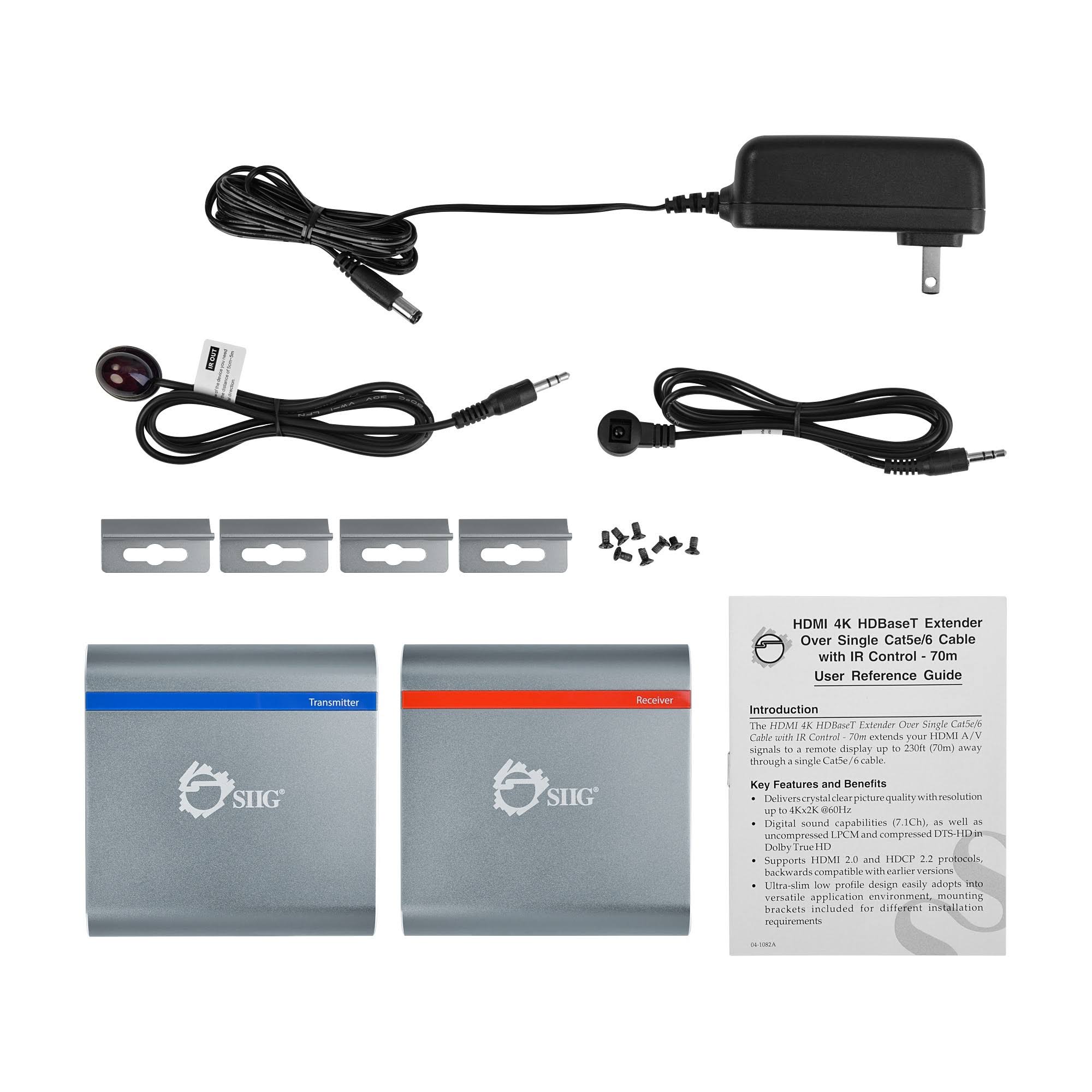 SIIG HDMI 4K HDBaseT Extender Over Single Cat5e/6 Cable with IR Control - A/V/Infrared Extender