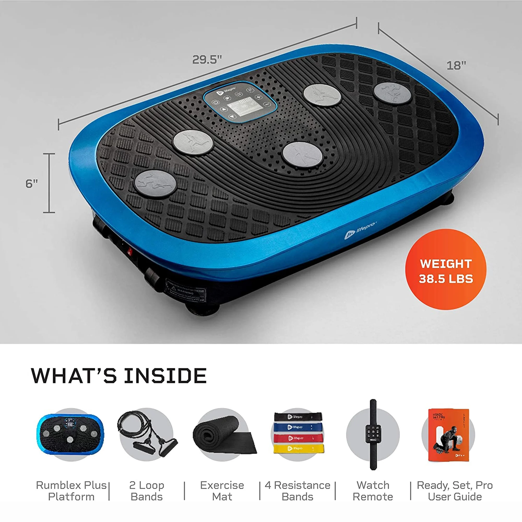 LifePro Rumblex Plus 4D Triple Oscillation Vibration Plate Home Workout Equipment, Blue