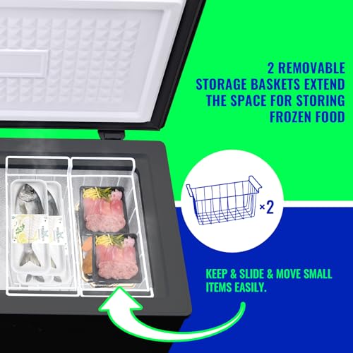 DEMULLER Chest Freezer with Electronic Panel, Accurate Temperature Display to 1℉ for Any Spaces