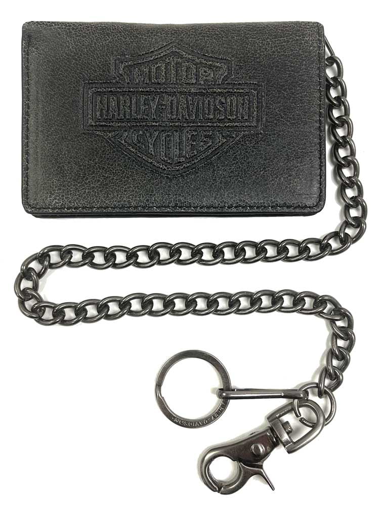 Harley-Davidson Men's Burnished B&S Leather Biker Bi-Fold Wallet BW4720L-TANBLK, Harley Davidson - Curated Treasures Market