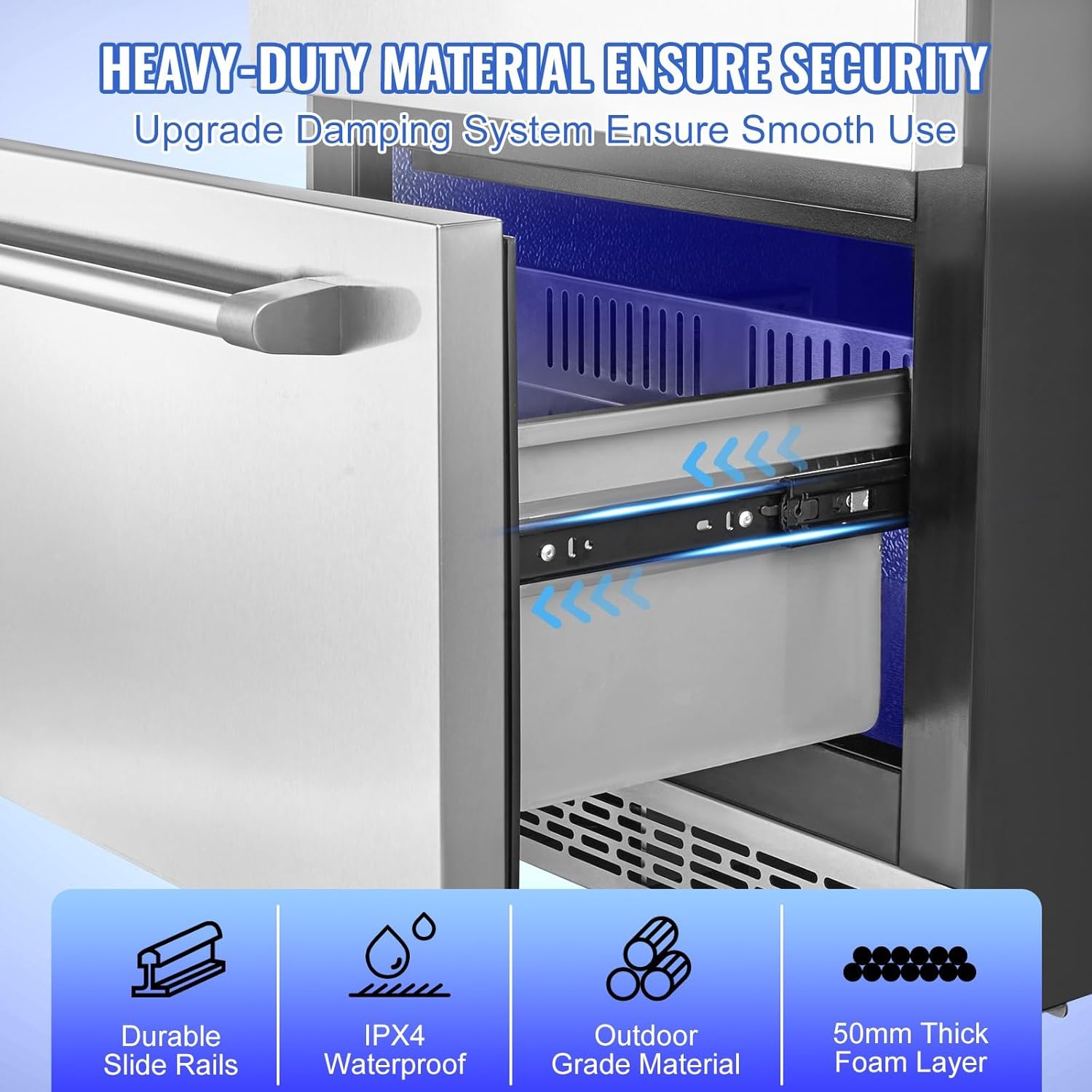 24 inch Undercounter Refrigerator, 2 Drawer Refrigerator with Different Temperature, 4.87 Cu.ft. Capacity - for Home and Commercial Use, None*None*None, silver, 1XBV003150