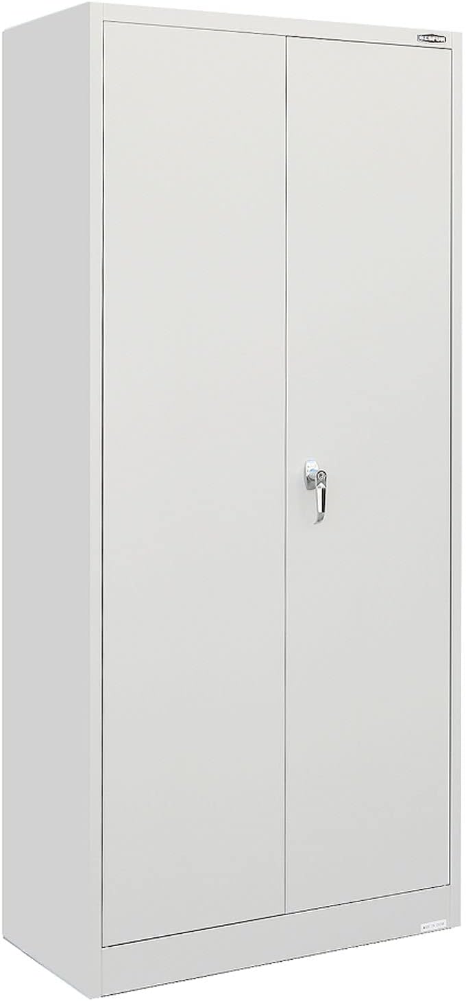 Metal Storage Cabinet with Adjustable Shelves and Doors, Steel Locking Cabinet for Home Office, Garage, Utility Room and Basement (Black)
