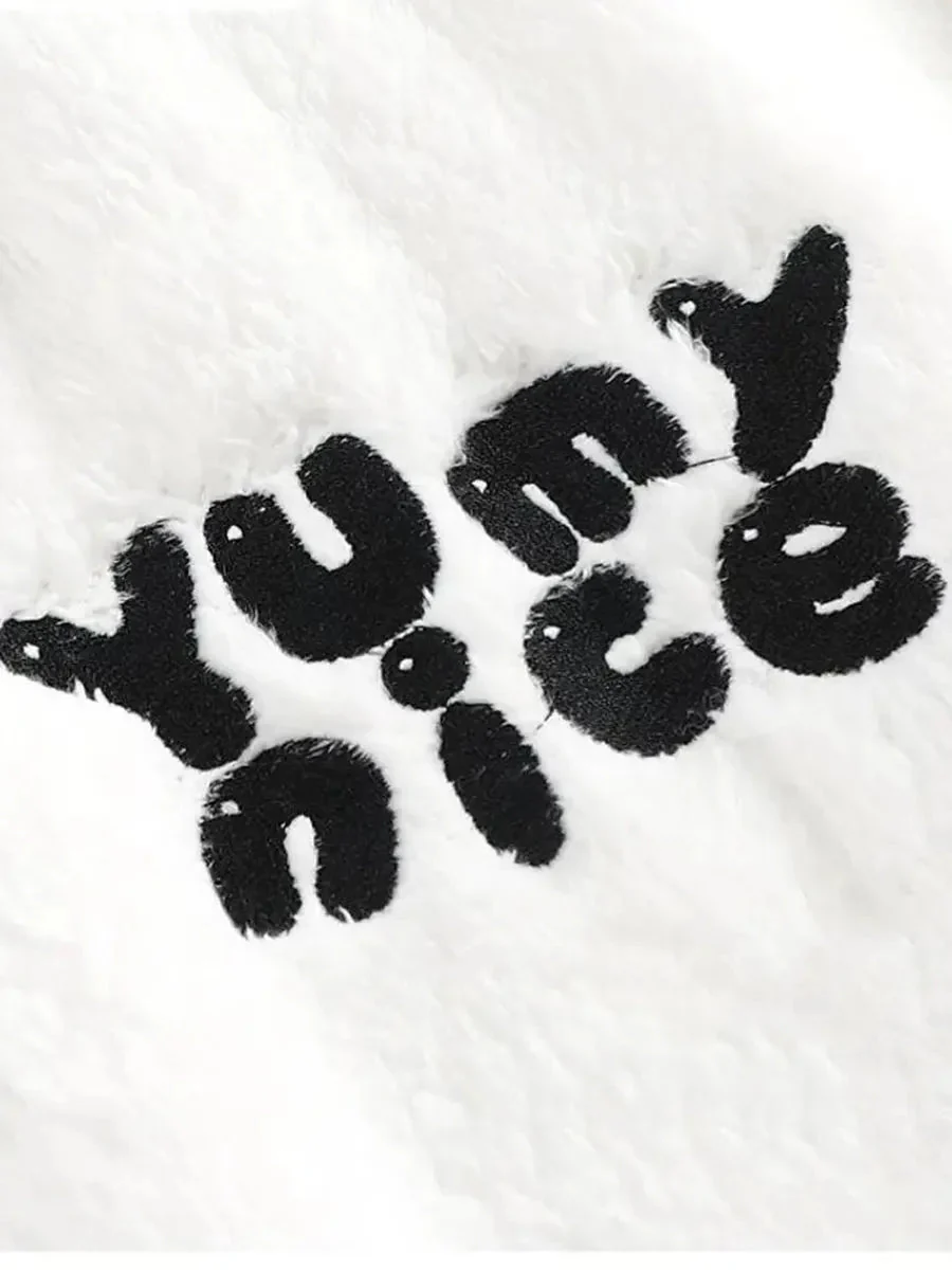 'Cutie Cow' Kawaii Fleeced Cow Prints Fluffy Pjms Rope