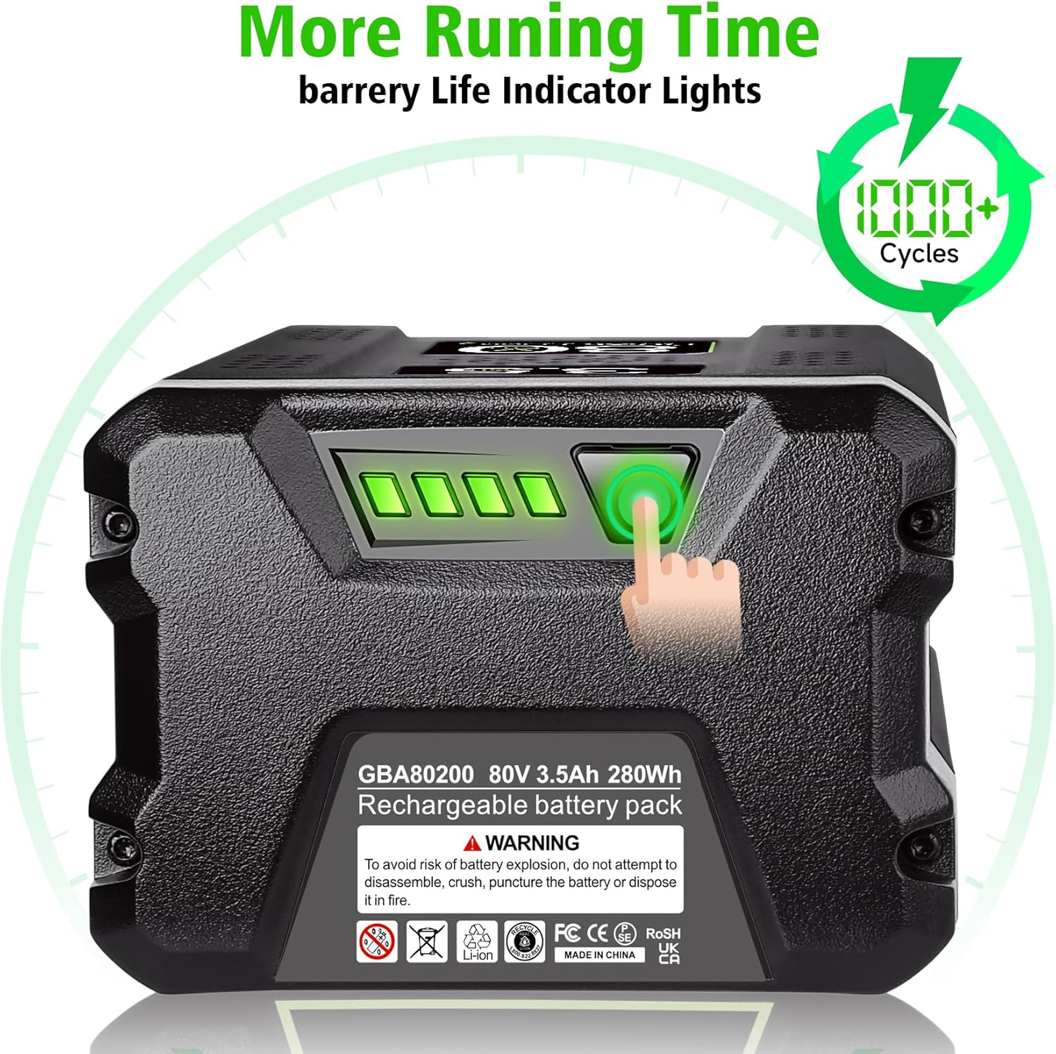DSANKE GBA80200 80V 3.5Ah for Greenworks 80V Battery Compatible with Greenworks PRO 80V Lithium Ion Battery GBA80200 GBA80250 GBA80400 GBA80500 High Capacity Rechargeable Lithium Ion Battery