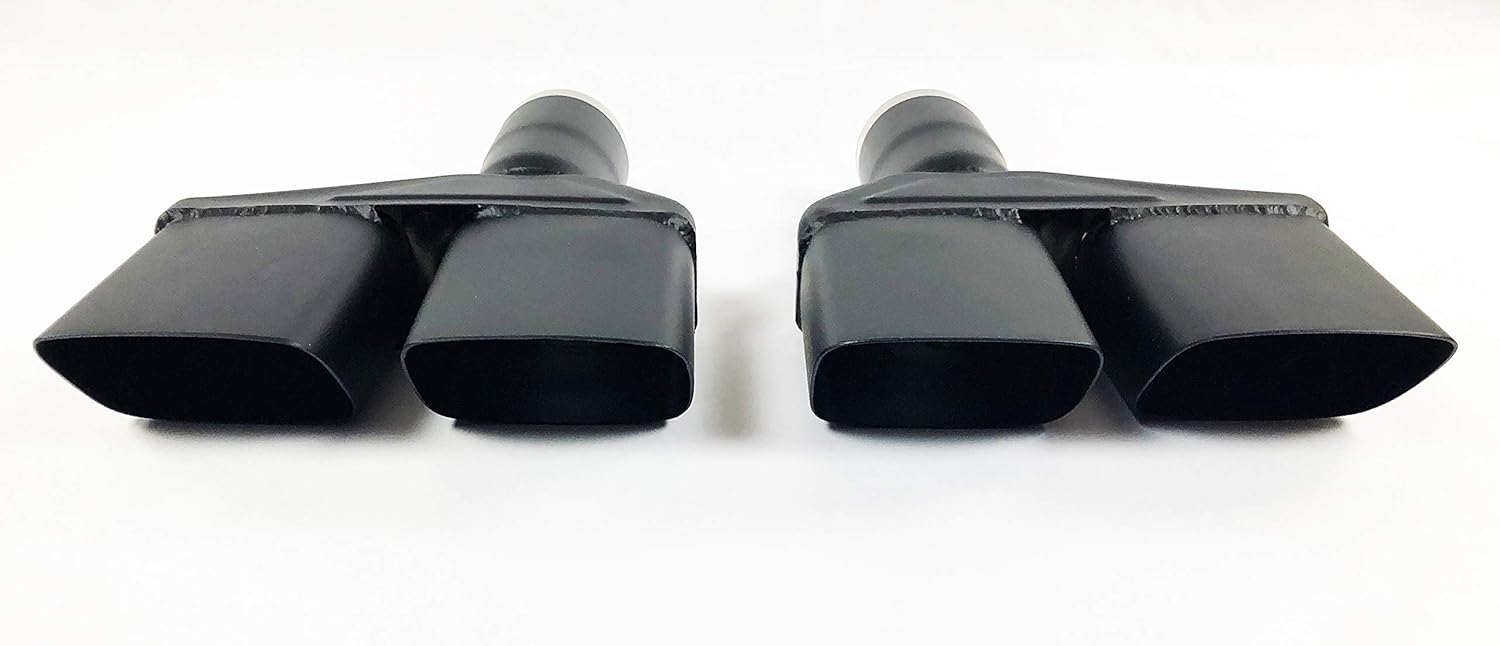 Exhaust Tips 2.25 in Inlet 8.25" X 2.00" Challenger 10.50 in Long Dual Stainless HT Black Wesdon Exhaust Tips Left/Right