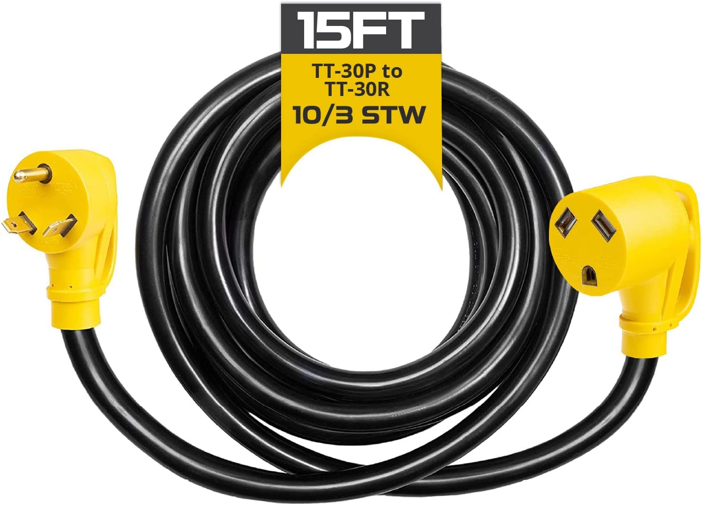 Iron Forge Cable 30 Amp RV Extension Cord 25 Ft - 10/3 STW TT-30P to NEMA L5-30R 125v RV Power Cord