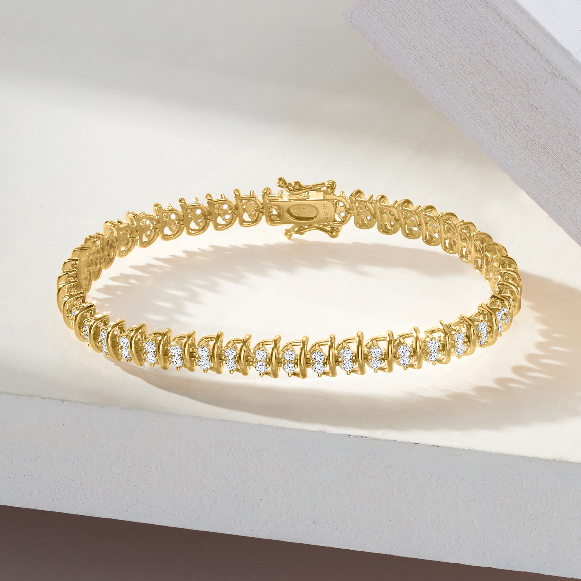 Ross-Simons 2.00 ct. t.w. Diamond Swirl-Link Tennis Bracelet in 18kt Gold Over Sterling, Women's, Adult