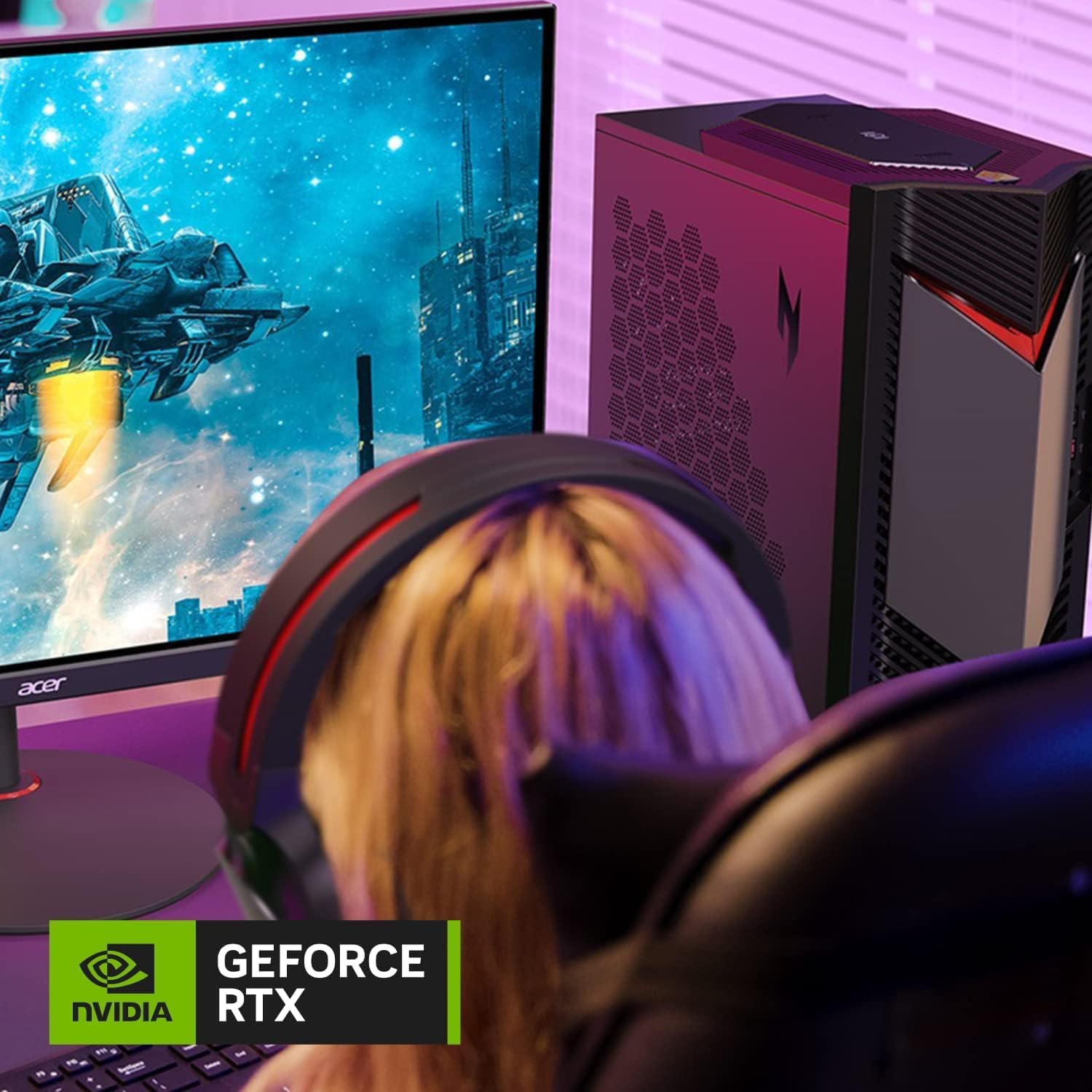 Acer Nitro 50 N50-650-UR13 Gaming Desktop | 13th Gen Intel Core i5-13400F 10-Core Processor | NVIDIA GeForce RTX 3060 | 16GB 3200MHz DDR4 | 512GB SSD | 1TB HDD | Intel Wi-Fi 6E AX211 | Windows 11 Home