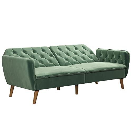 Novogratz Tallulah Memory Foam Futon, Convertible Couch, Camel Faux Leather