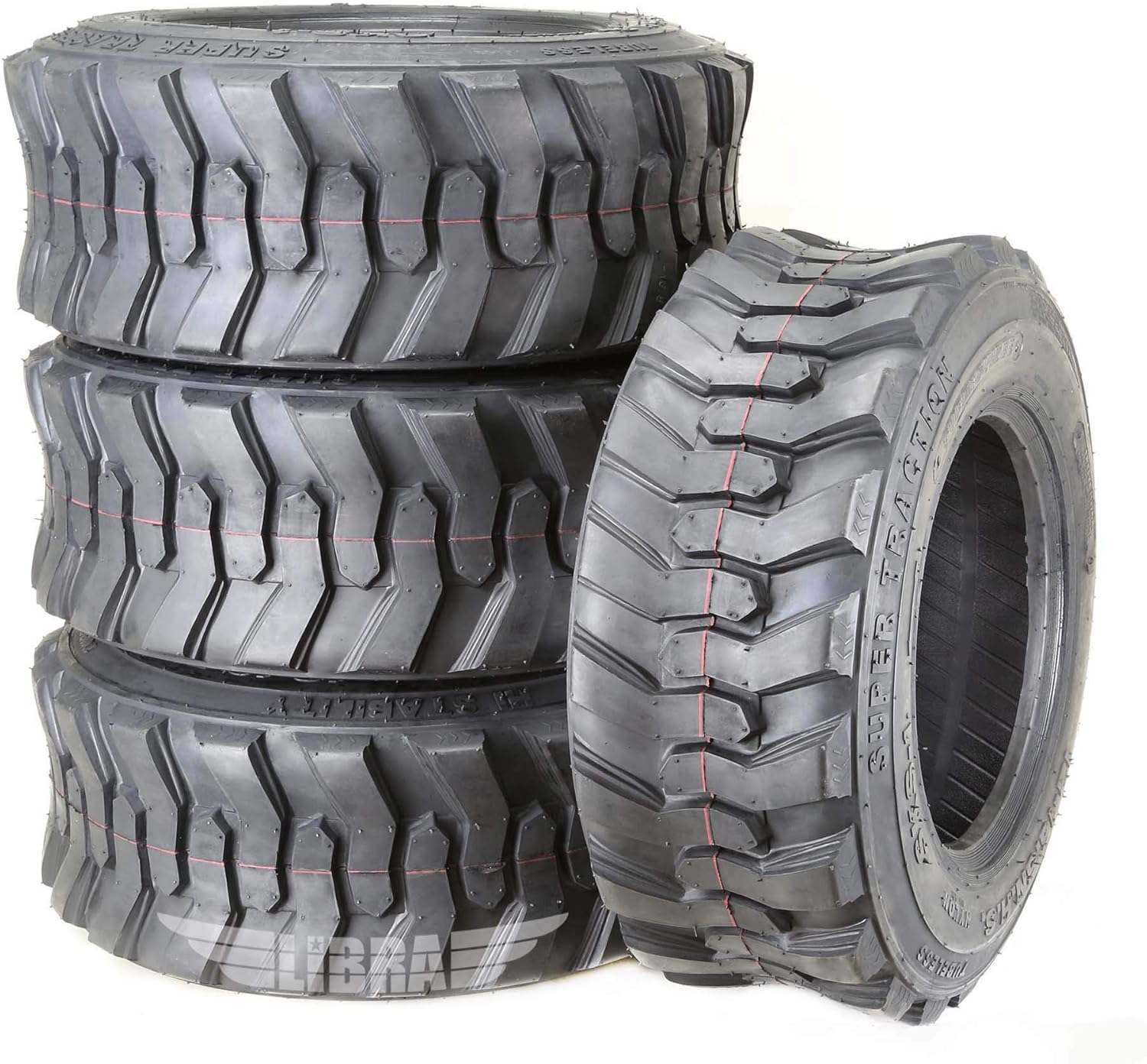 Set 4 New Super Guider Heavy Duty 10-16.5/10PR SKS1 Skid Steer Tire for Bobcat w/Rim Guard