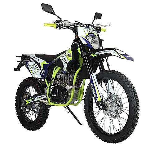 X-PRO Templar 250cc Zongshen Brand Engine Dirt Bike with All Lights and 5-Speed Manual Transmission, Electric/Kick Start! Big 21"/18" Wheels! (Blue, Factory Package)