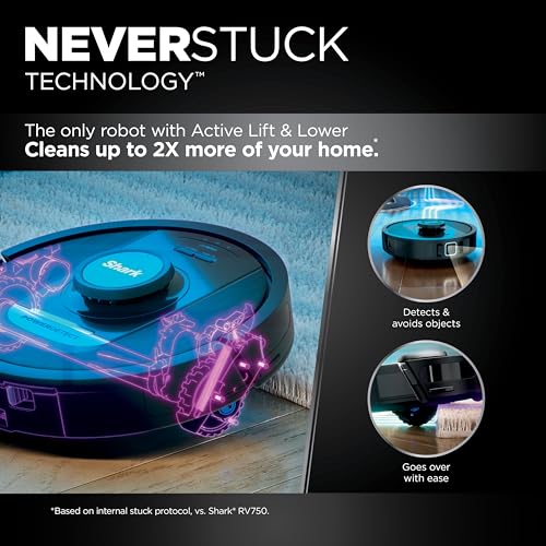 Shark RV2820AE Detect Pro Self-Empty Robot Vacuum with Bagless, 60-day Capacity HEPA Base, 3 Detect & React Technologies, Auto Deep-Clean on Carpets and Hardfloors, NeverStuck Tech, Wi-Fi Black/Bronze