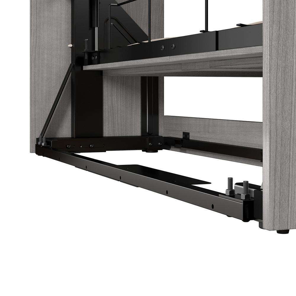 Bestar Pur Queen Murphy Bed and 2 Shelving Units with Drawers (115W) in Platinum Gray