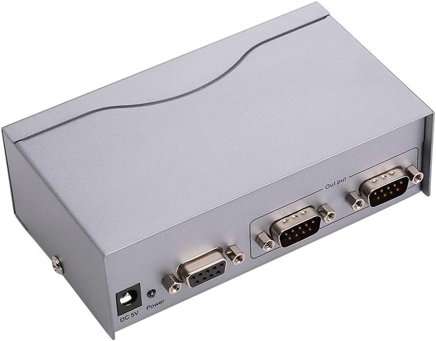 DTECH Industrial 8 Port RS232 Serial Splitter Switch Box with Power Adapter for Sharing PCs and Capture Data - COM Port Expander 1x8