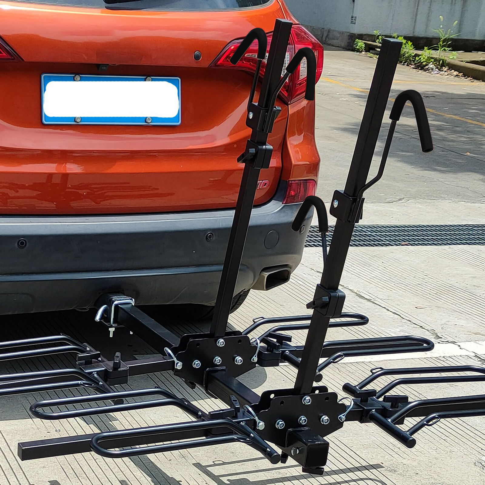 Hitch Mount Carrier Rack, with a 2" Hitch Receiver, Foldable Tray 4 Bike Rack fit for Trucks, Cars, SUV and Sedan