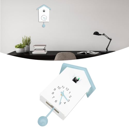 Cuckoo Clock, Bird Voice Call Stylish Bird House Wall Clock Decorative with Clock Pendulum, Tiny Modern Design Art Bird Wall Hanging Clock for Office Bedroom Living Room
