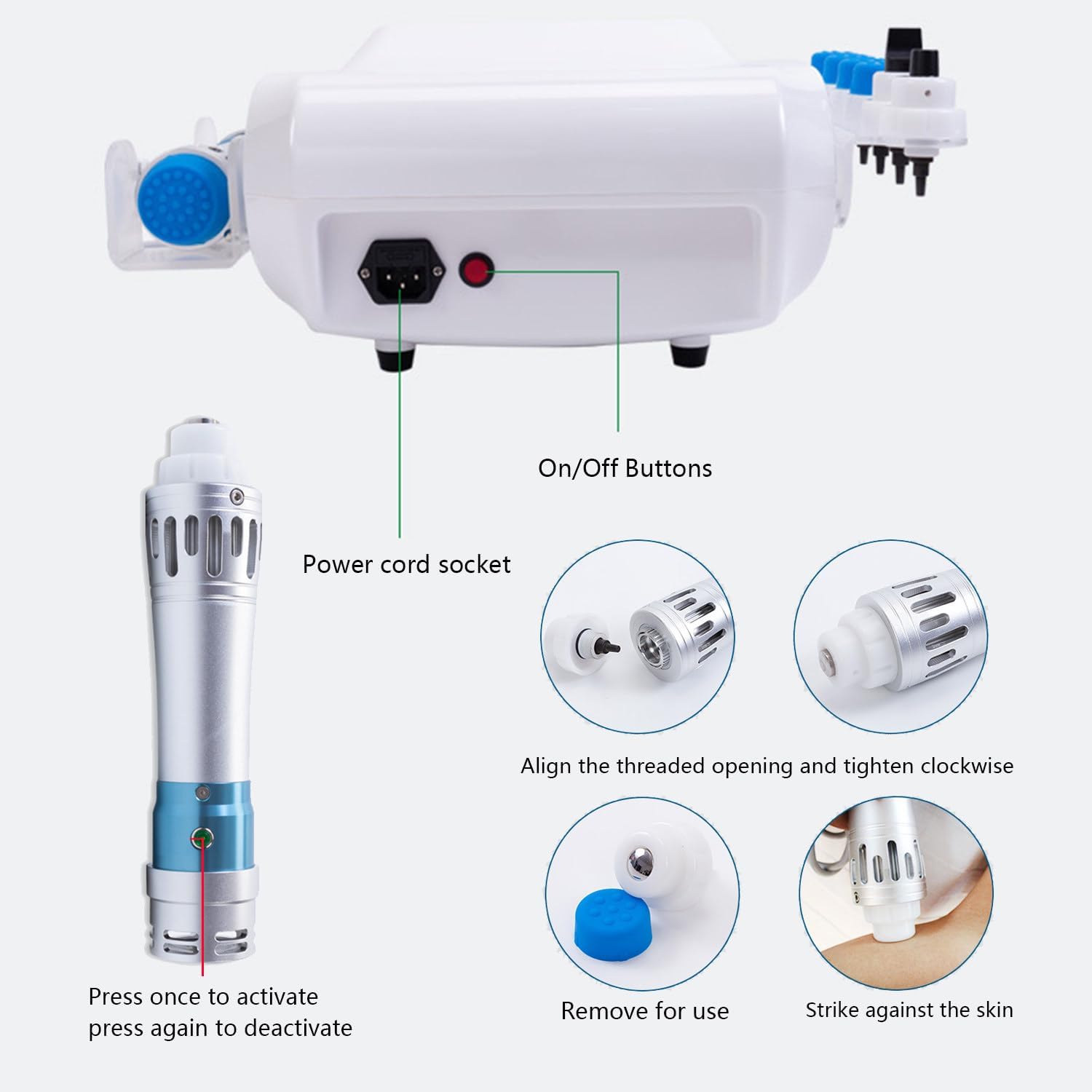 Shockwave Therapy Machine,with 7 Massage Heads, Shock Wave Machine,for Body Muscle Massager,Machine for Joint and Muscle Pain Relief,Painless