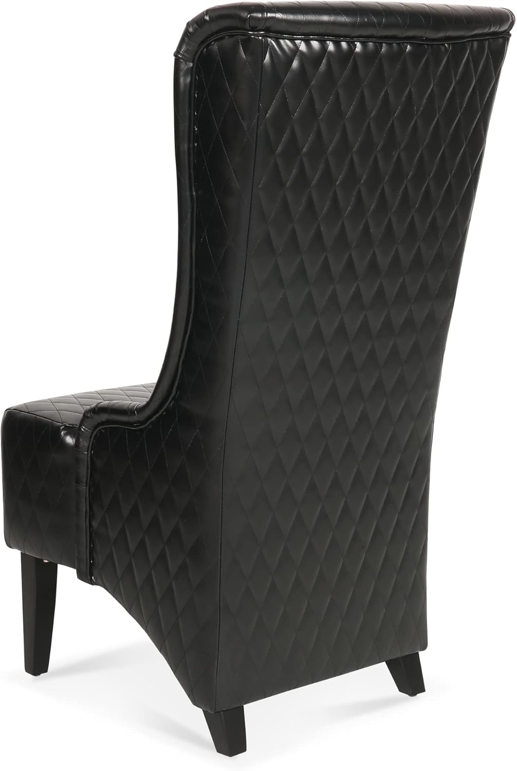 23.03" Wide Faux Leather High-Back Accent Chair, Comfy High Wingback Chair, Living Room Chair with Soft Padded & Wooden Legs, Modern Side Chair for Living Room, Bedroom, Black