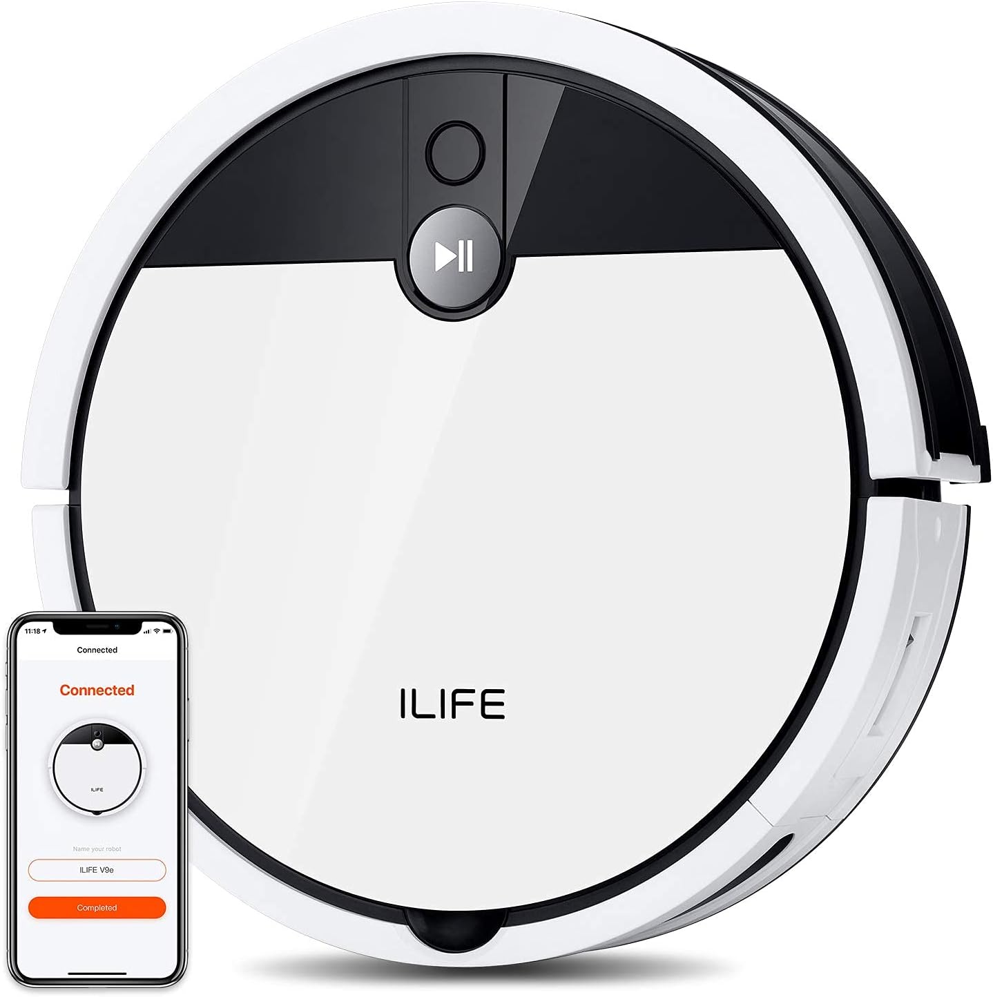 ILIFE V3s Pro Robot Vacuum Cleaner, Tangle-free Suction , Slim, Automatic Self-Charging Robotic Vacuum Cleaner, Daily Schedule Cleaning, Ideal For Pet Hair，Hard Floor and Low Pile Carpet