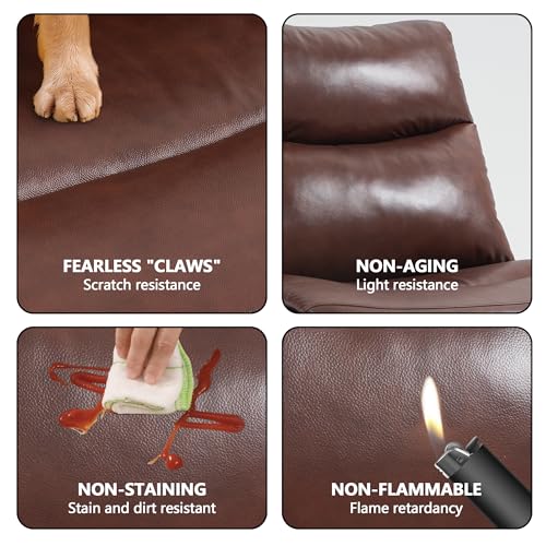 Genuine Leather Electric Power Recliner Chair with USB Charge Ports, 33.5'' Extra Large Width Powered Reclining Chair for Living Room Bedroom Home Theater