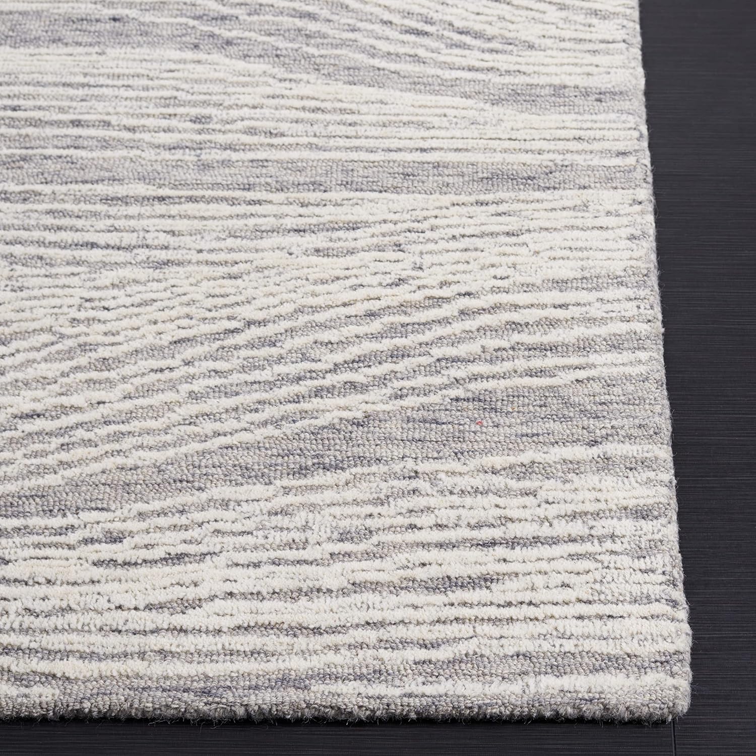 SAFAVIEH Metro Collection Area Rug - 8' x 10', Grey & Ivory, Handmade Modern Wool, Ideal for High Traffic Areas in Living Room, Bedroom (MET995F)