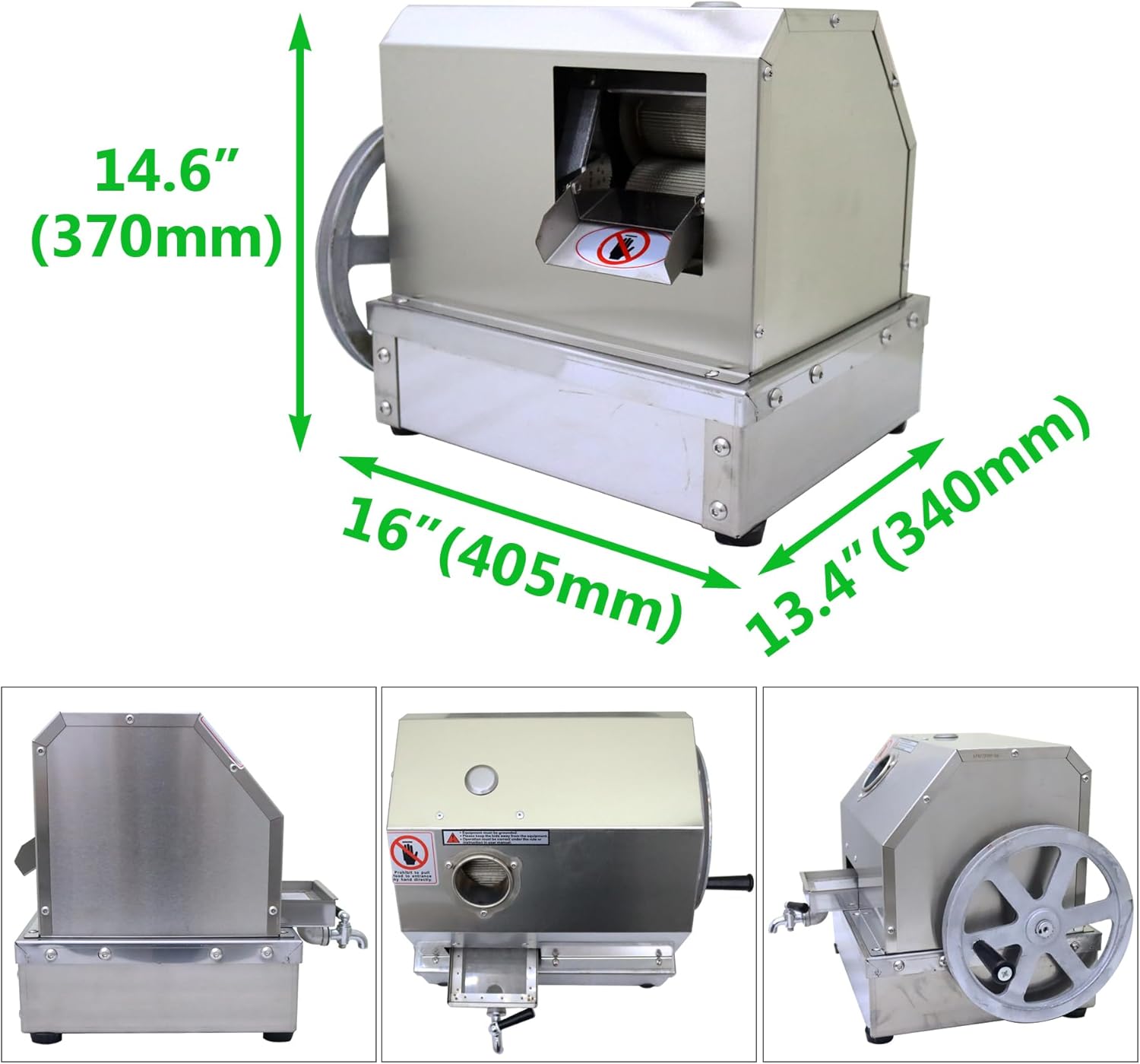 Manual Sugarcane Juicer Crusher Machine Commercial Sugar Cane Press Juicer Machine Sugar Cane Extractor Squeezer with 2 Peeling Knives