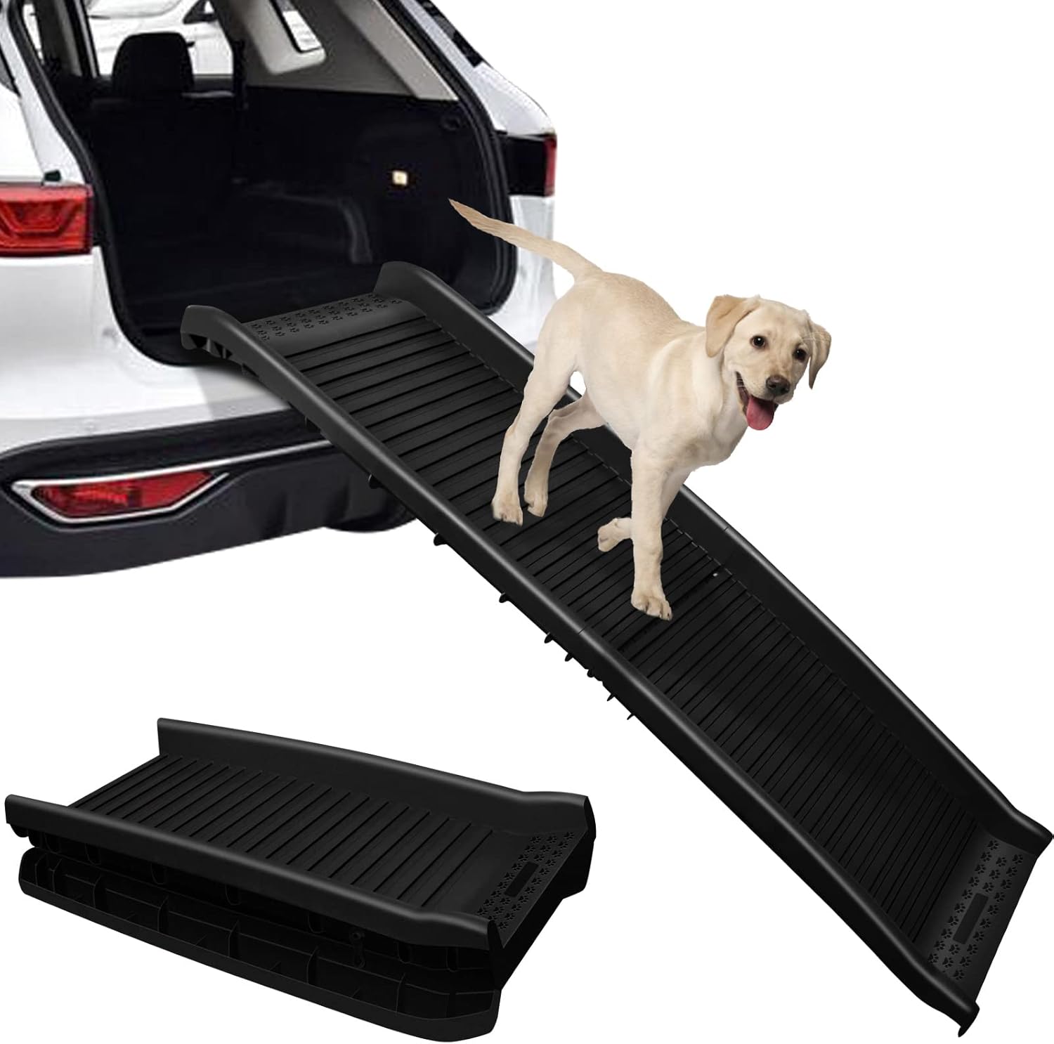 Homtronics Folding Pet Ramp, 61 Inch Lightweight Portable Dog and Cat Ramp Great for Cars Trucks and SUVs, Dog Ramp for Large Dogs with Non-Skid Surface, Suitable for Large Medium Small Dogs