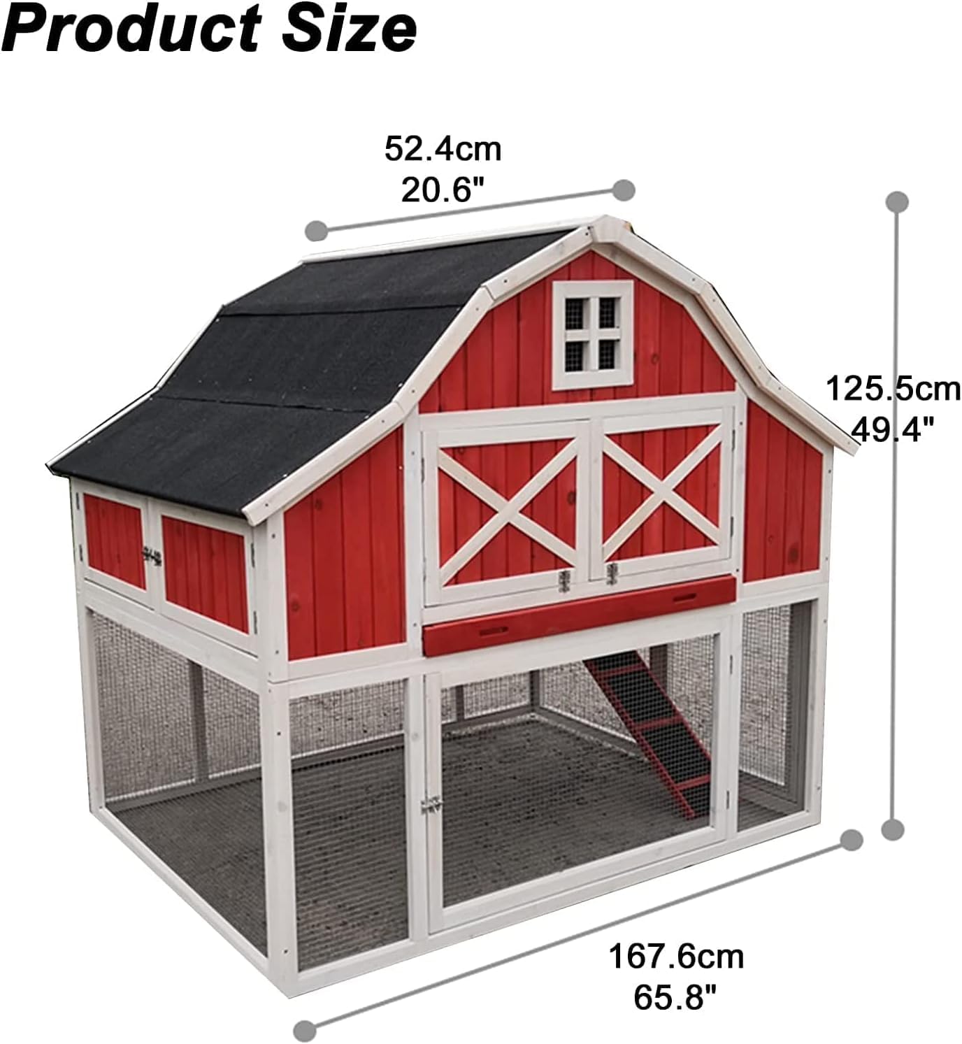 Original Chicken Duck Cage Rabbit Hutch Poultry Habitat, Outdoor Rabbit Hutch-Large Wooden 65 inch Bunny Hutch, with Door/Removable Bottom Wire Mesh/Spacious Living Area, pet House