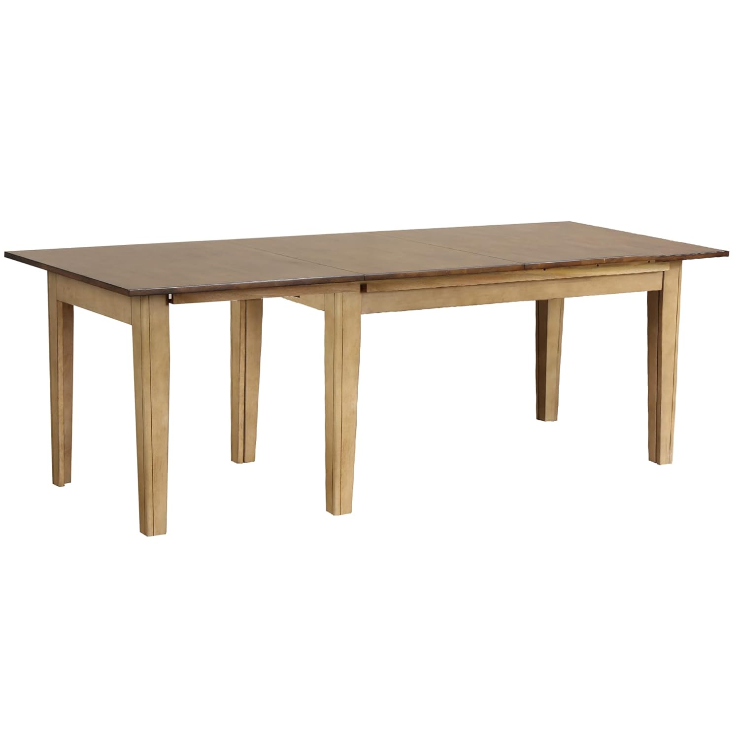 Sunset Trading Brook Dining Table, Distressed two tone light creamy wheat with warm pecan finish top